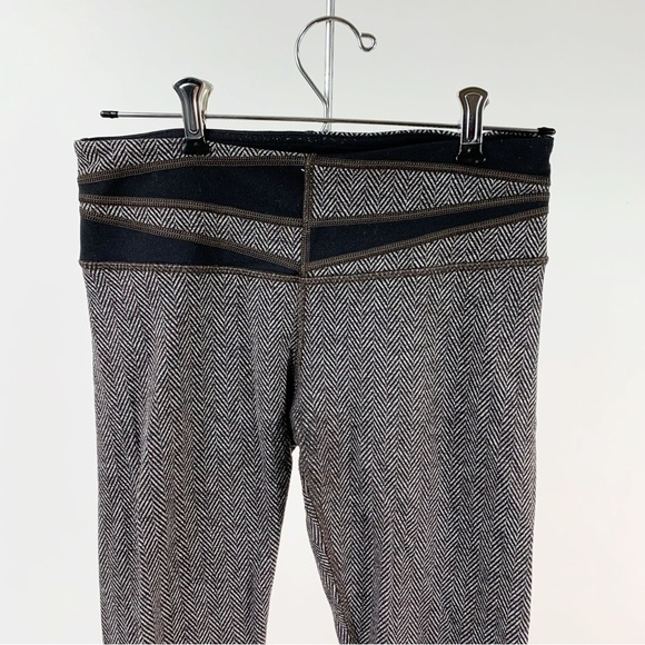 Lululemon Wunder Under Giant Herringbone Black Heathered Black Quilt Leggings 6 - Picture 3 of 8